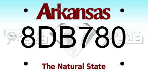 8DB780 Arkansas License Plate