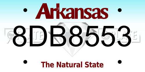 8DB8553 Arkansas License Plate
