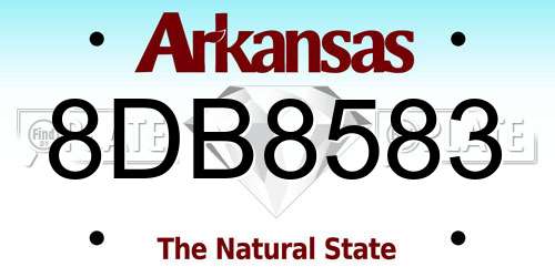 8DB8583 Arkansas License Plate