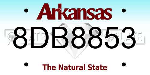 8DB8853 Arkansas License Plate