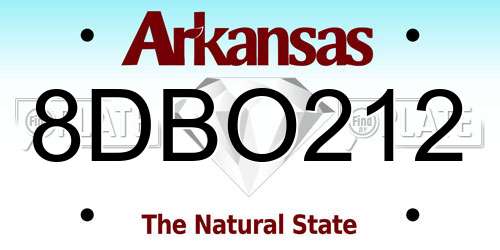 8DBO212 Arkansas License Plate