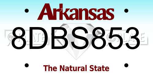 8DBS853 Arkansas License Plate