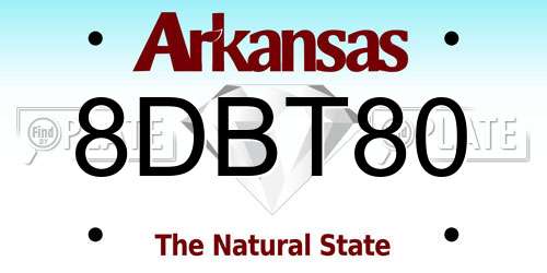 8DBT80 Arkansas License Plate
