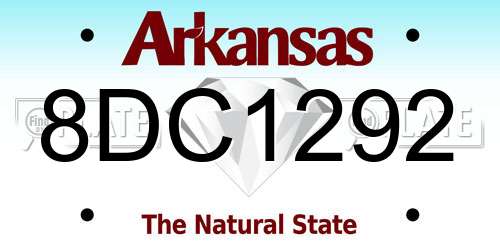 8DC1292 Arkansas License Plate