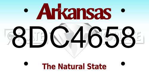 8DC4658 Arkansas License Plate