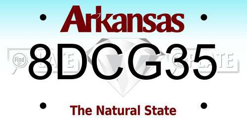 8DCG35 Arkansas License Plate