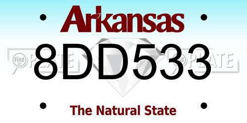8DD533 Arkansas License Plate