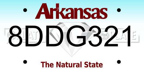 8DDG321 Arkansas License Plate