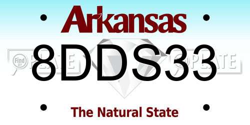 8DDS33 Arkansas License Plate