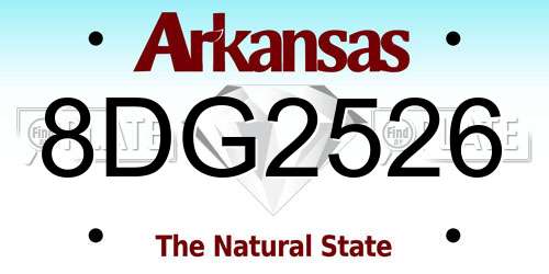 8DG2526 Arkansas License Plate