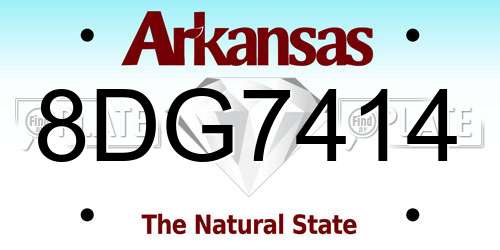 8DG7414 Arkansas License Plate