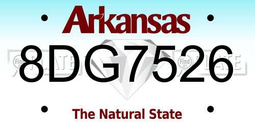 8DG7526 Arkansas License Plate