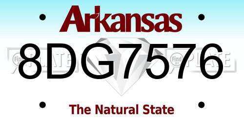 8DG7576 Arkansas License Plate