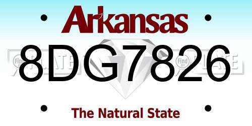 8DG7826 Arkansas License Plate