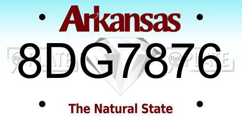 8DG7876 Arkansas License Plate