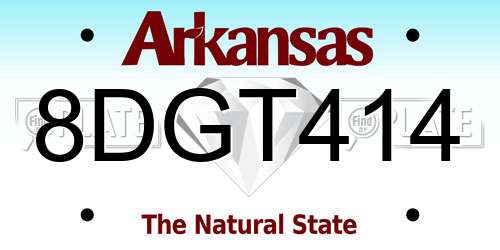 8DGT414 Arkansas License Plate