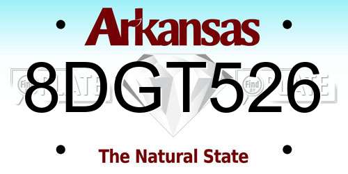 8DGT526 Arkansas License Plate