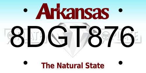 8DGT876 Arkansas License Plate