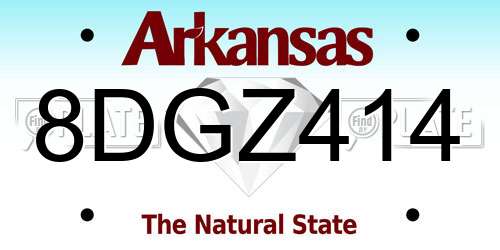 8DGZ414 Arkansas License Plate