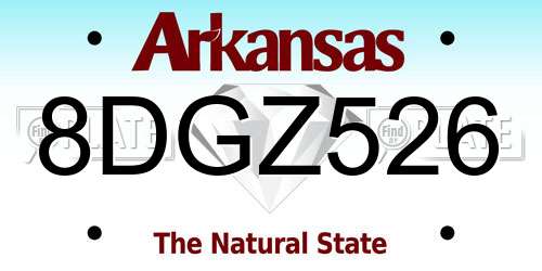 8DGZ526 Arkansas License Plate