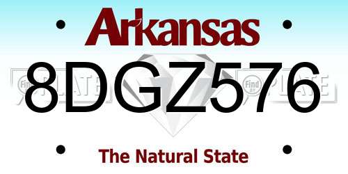 8DGZ576 Arkansas License Plate