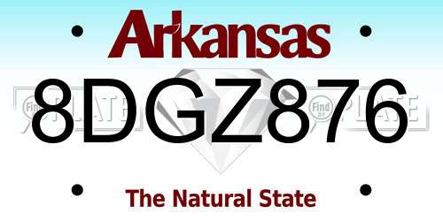 8DGZ876 Arkansas License Plate