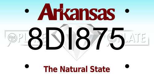 8DI875 Arkansas License Plate