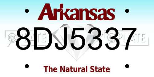 8DJ5337 Arkansas License Plate