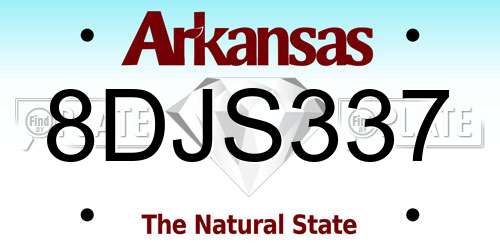 8DJS337 Arkansas License Plate