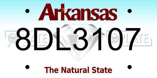 8DL3107 Arkansas License Plate
