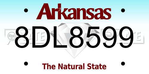 8DL8599 Arkansas License Plate