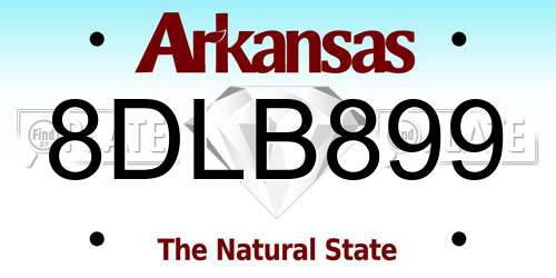 8DLB899 Arkansas License Plate