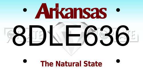 8DLE636 Arkansas License Plate