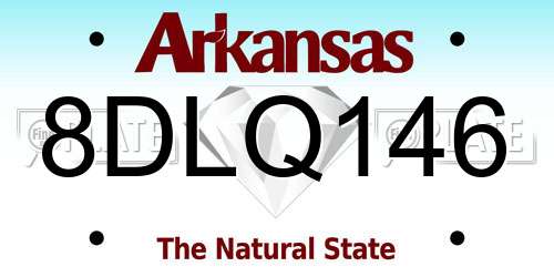 8DLQ146 Arkansas License Plate