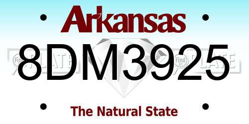 8DM3925 Arkansas License Plate