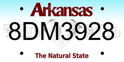 8DM3928 Arkansas License Plate