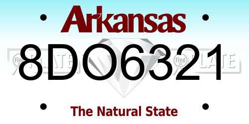 8DO6321 Arkansas License Plate