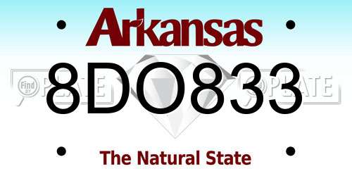 8DO833 Arkansas License Plate