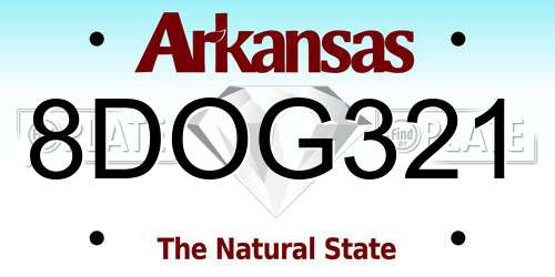 8DOG321 Arkansas License Plate