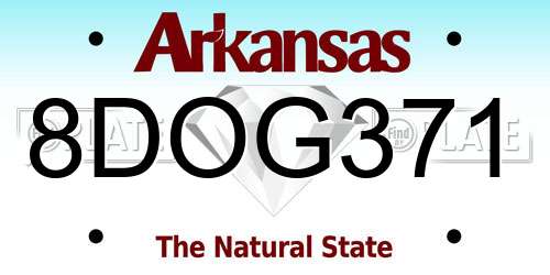 8DOG371 Arkansas License Plate