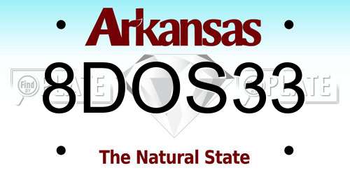 8DOS33 Arkansas License Plate