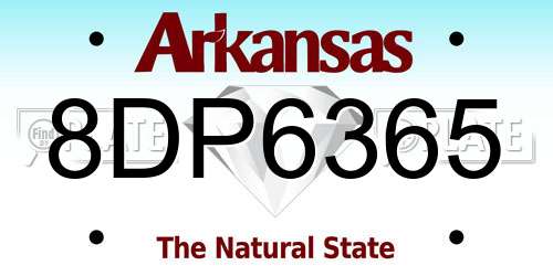 8DP6365 Arkansas License Plate
