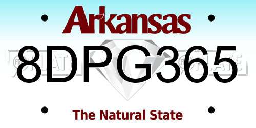 8DPG365 Arkansas License Plate