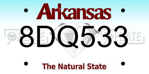 8DQ533 Arkansas License Plate
