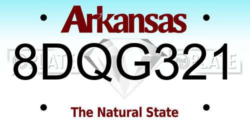 8DQG321 Arkansas License Plate