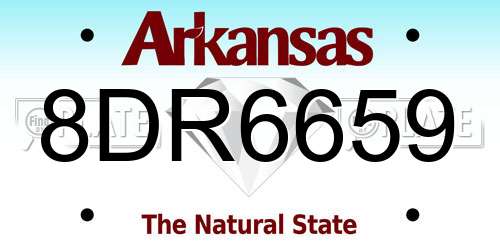8DR6659 Arkansas License Plate