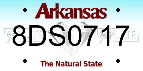 8DS0717 Arkansas License Plate