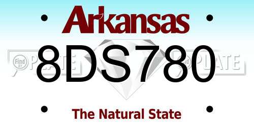 8DS780 Arkansas License Plate