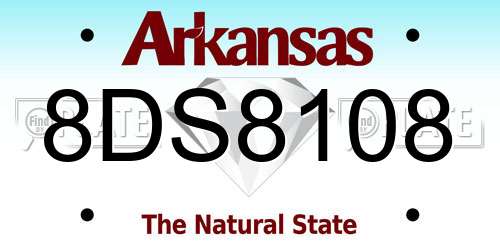 8DS8108 Arkansas License Plate
