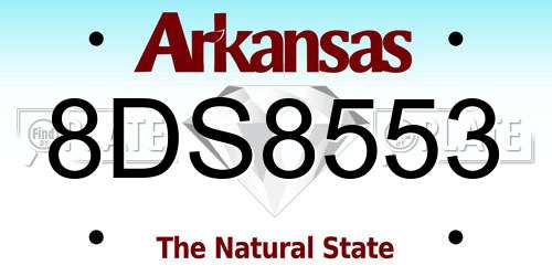 8DS8553 Arkansas License Plate